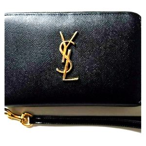 SOLD-YSL Saint Laurent Caviar Leather Wristlet